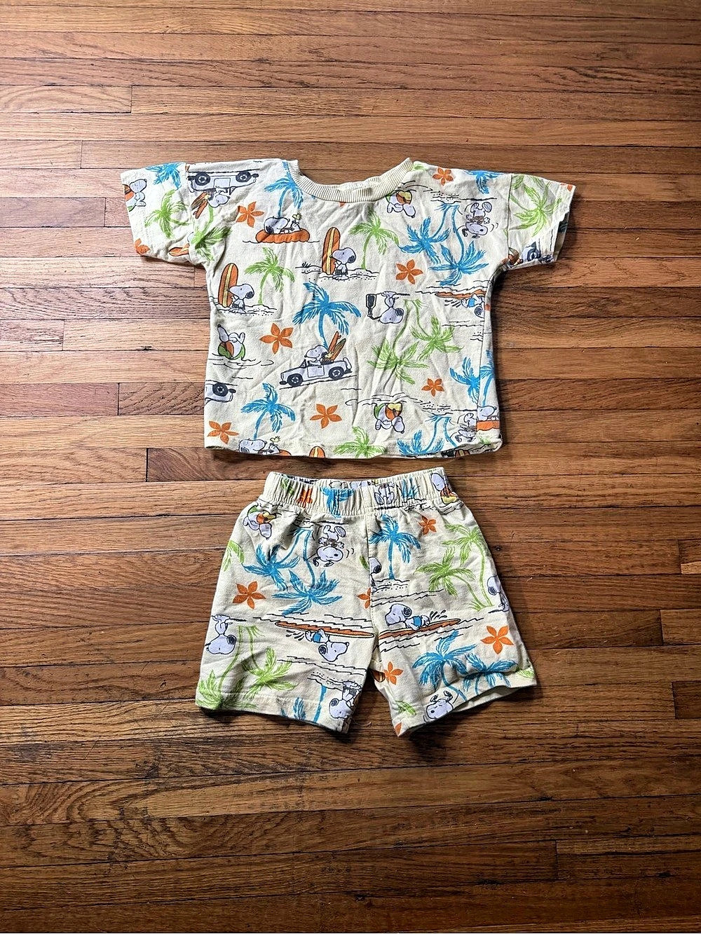 Peanuts Boys 3T Matching Set Cream & Blue